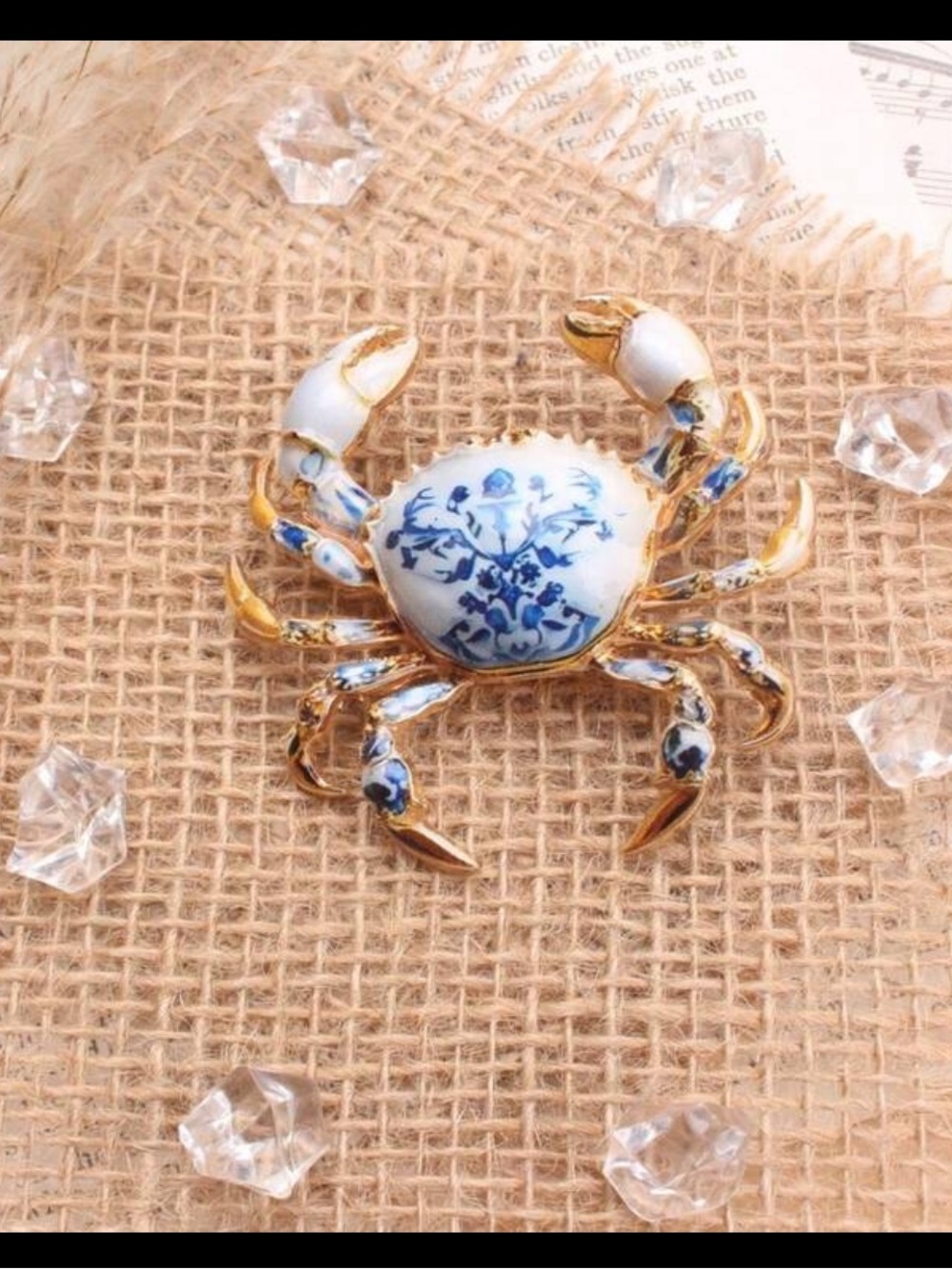 Porcelain crab brooch